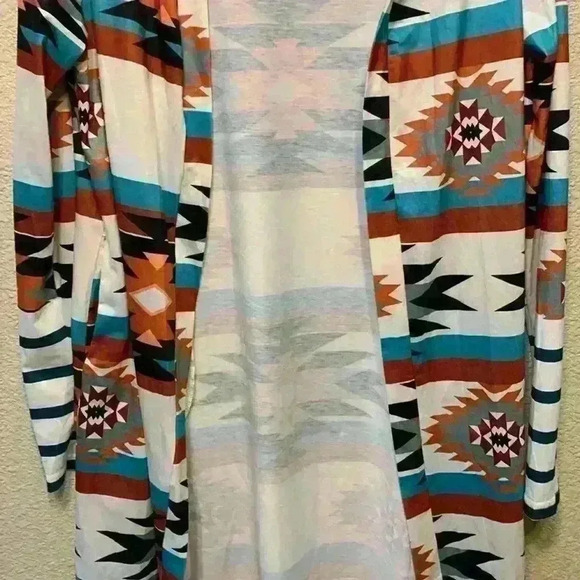 Long western open cardigan sz S cowgirlcore long cardigan fall cowgirl Aztec - Picture 3 of 10